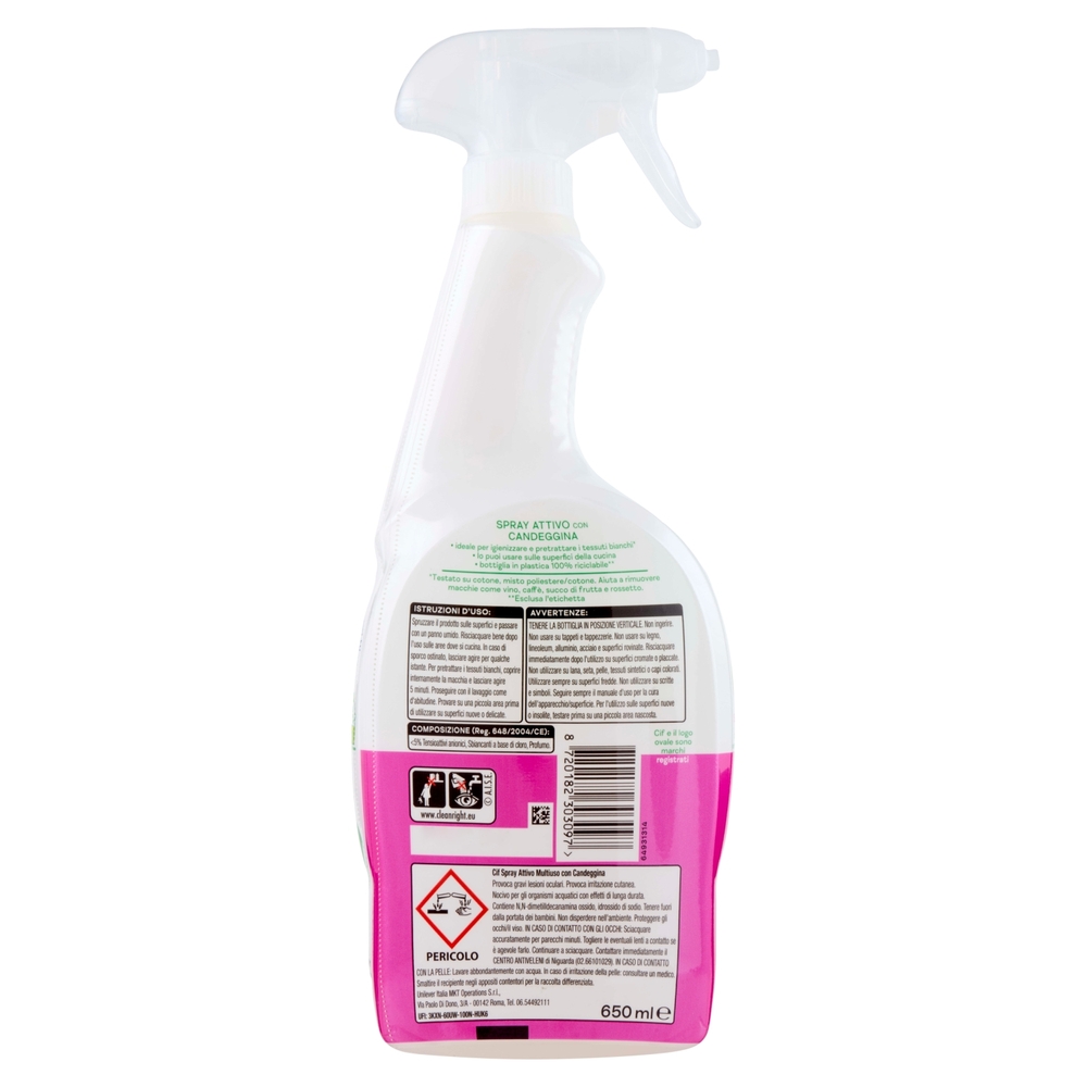 Cif Spray Attivo Multiuso con Candeggina 650 ml